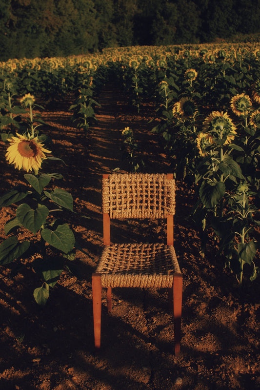 Chaise corde et bois par Audoux Minet pour Vibo, 1950