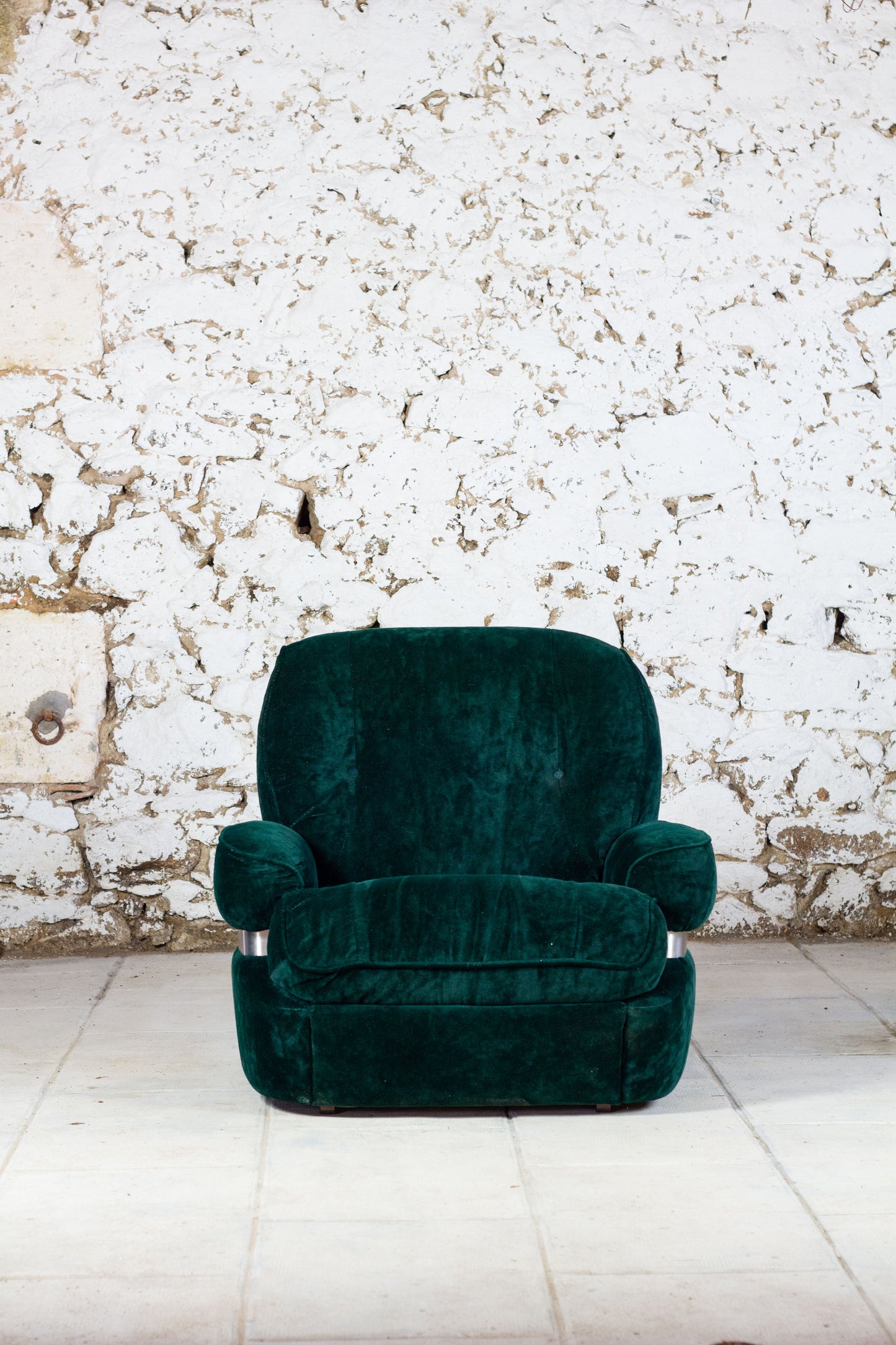 Fauteuil "space age" velours vert de Beka, 1970