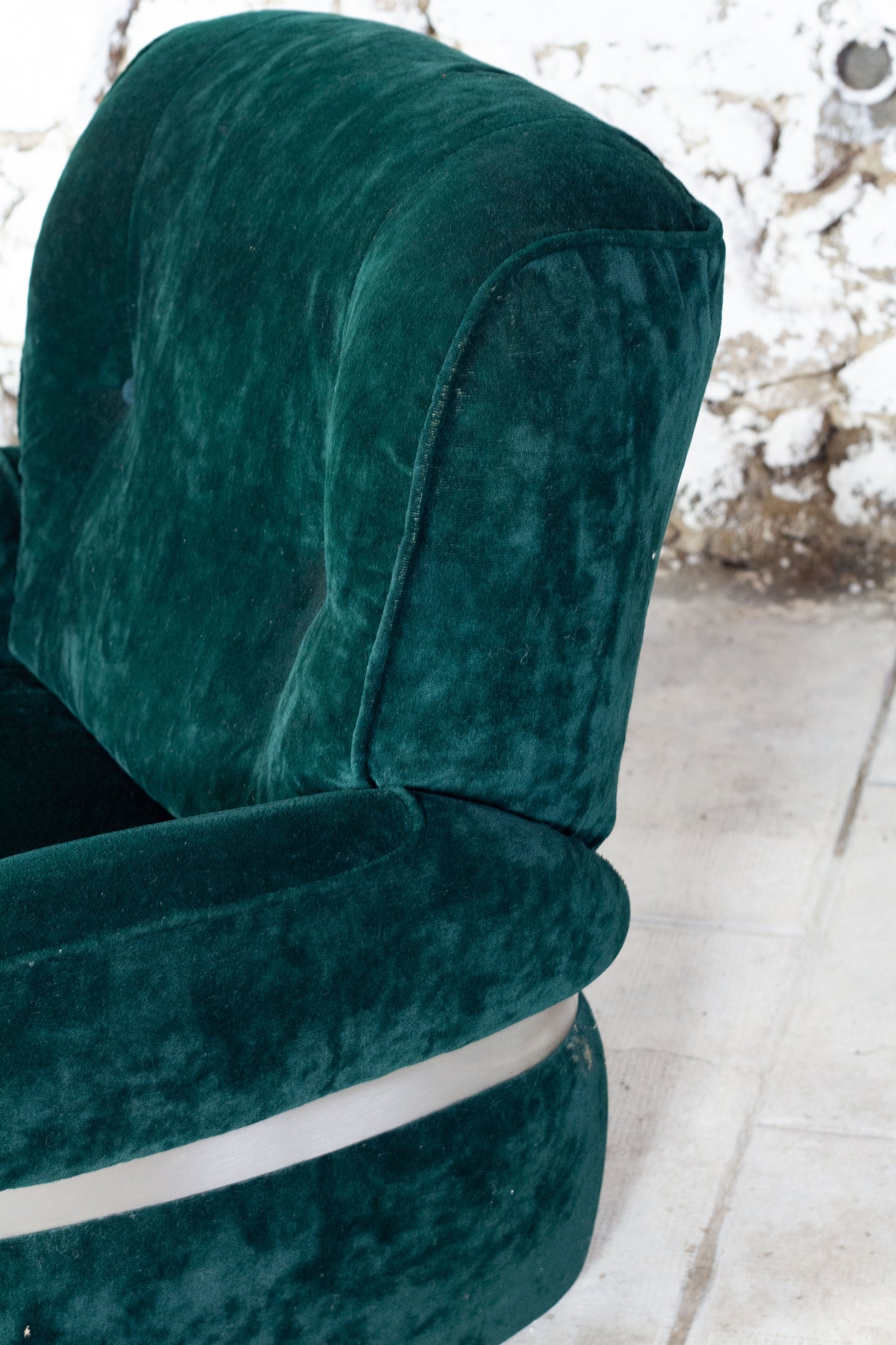 Fauteuil "space age" velours vert de Beka, 1970