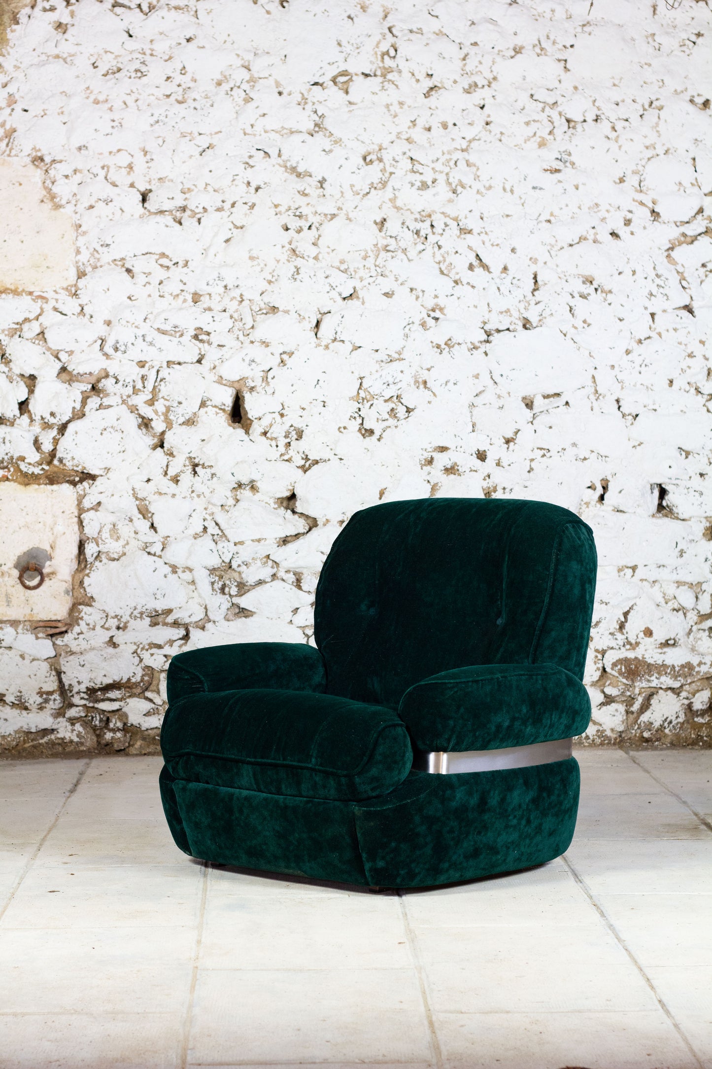 Fauteuil "space age" velours vert de Beka, 1970