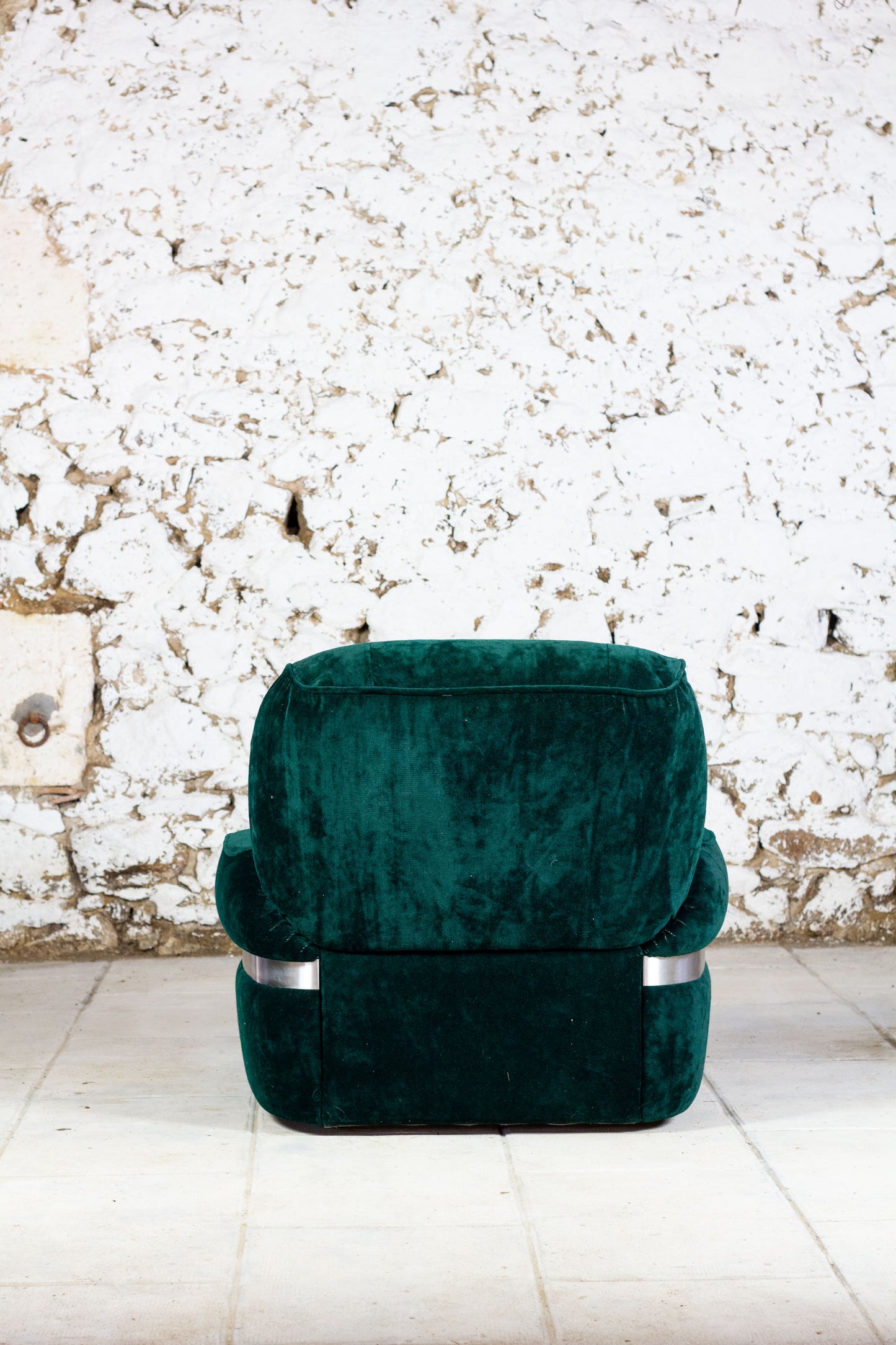 Fauteuil "space age" velours vert de Beka, 1970