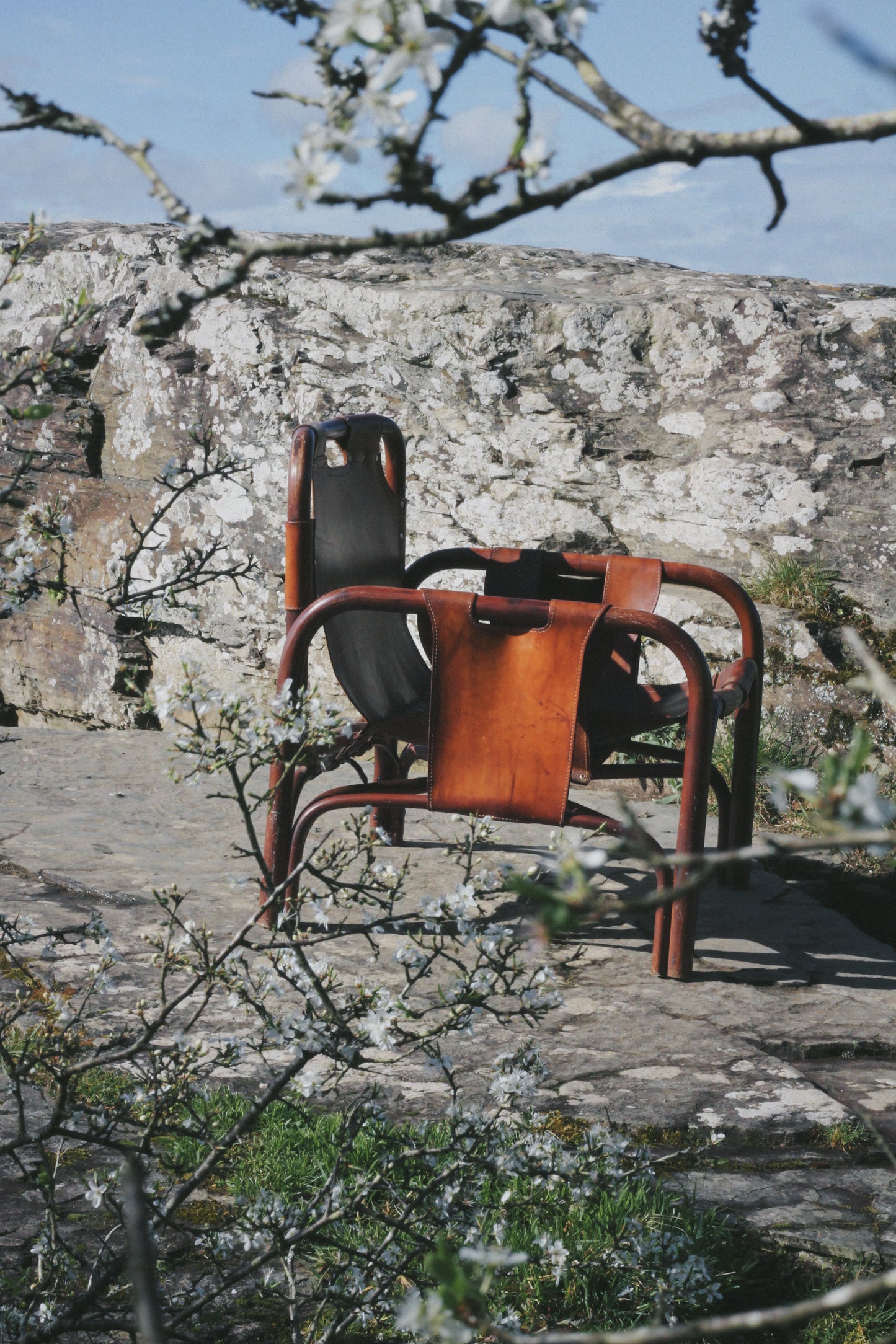 Fauteuil "safari" en cuir et bambou par Tito Agnoli, 1960