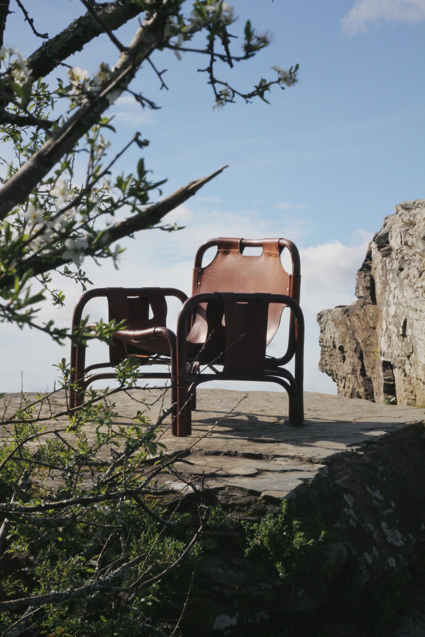 Fauteuil "safari" en cuir et bambou par Tito Agnoli, 1960