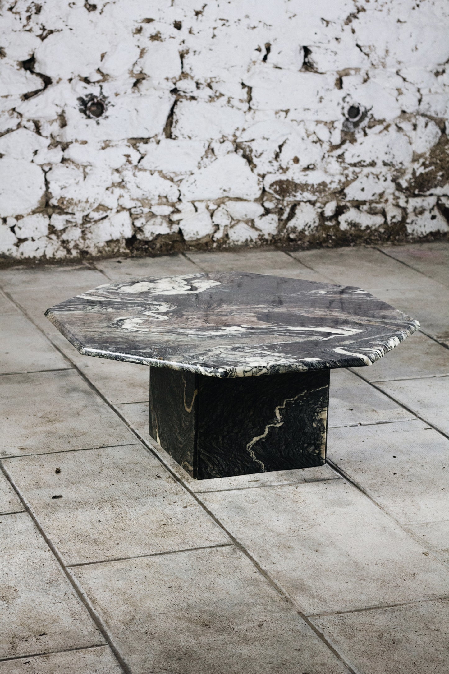 Table basse octogonale marbre italien, 1980