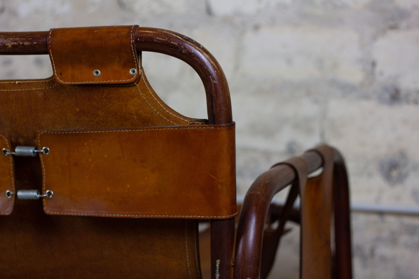 Fauteuil "safari" en cuir et bambou par Tito Agnoli, 1960