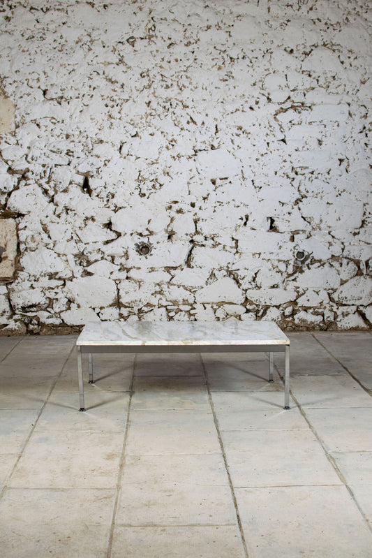 Table basse en marbre italien et chrome, 1970