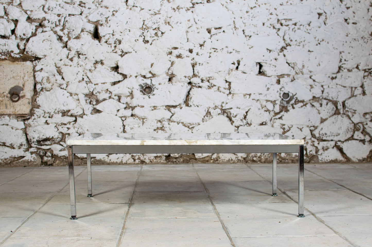 Table basse en marbre italien et chrome, 1970